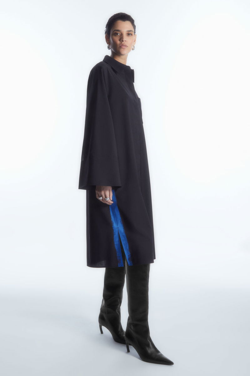cos blue wool dress COS Women's Rounded Merino Maxi Dress in Blue | Wool