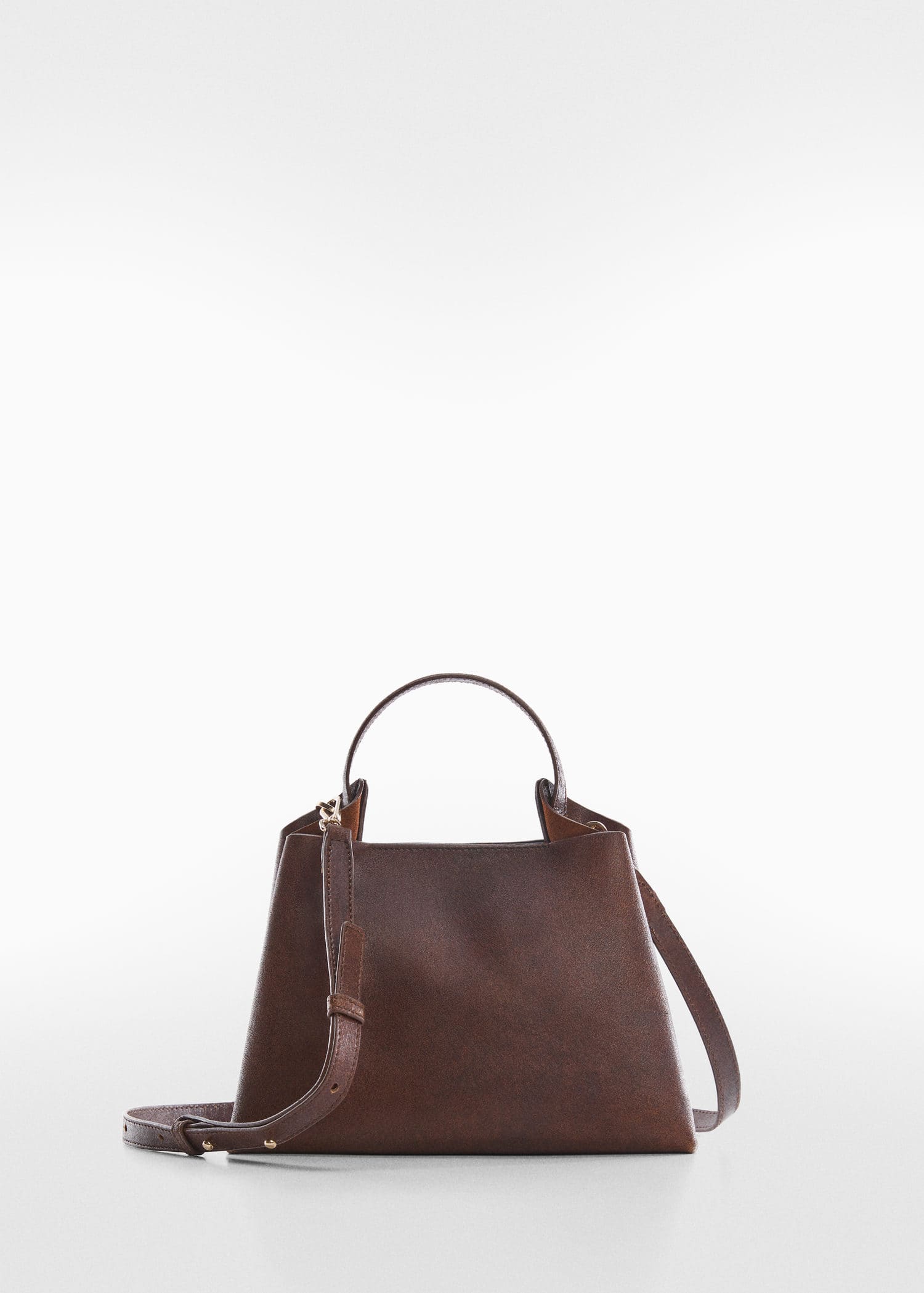 MANGO Leather Strap Bag in Chocolate | Endource