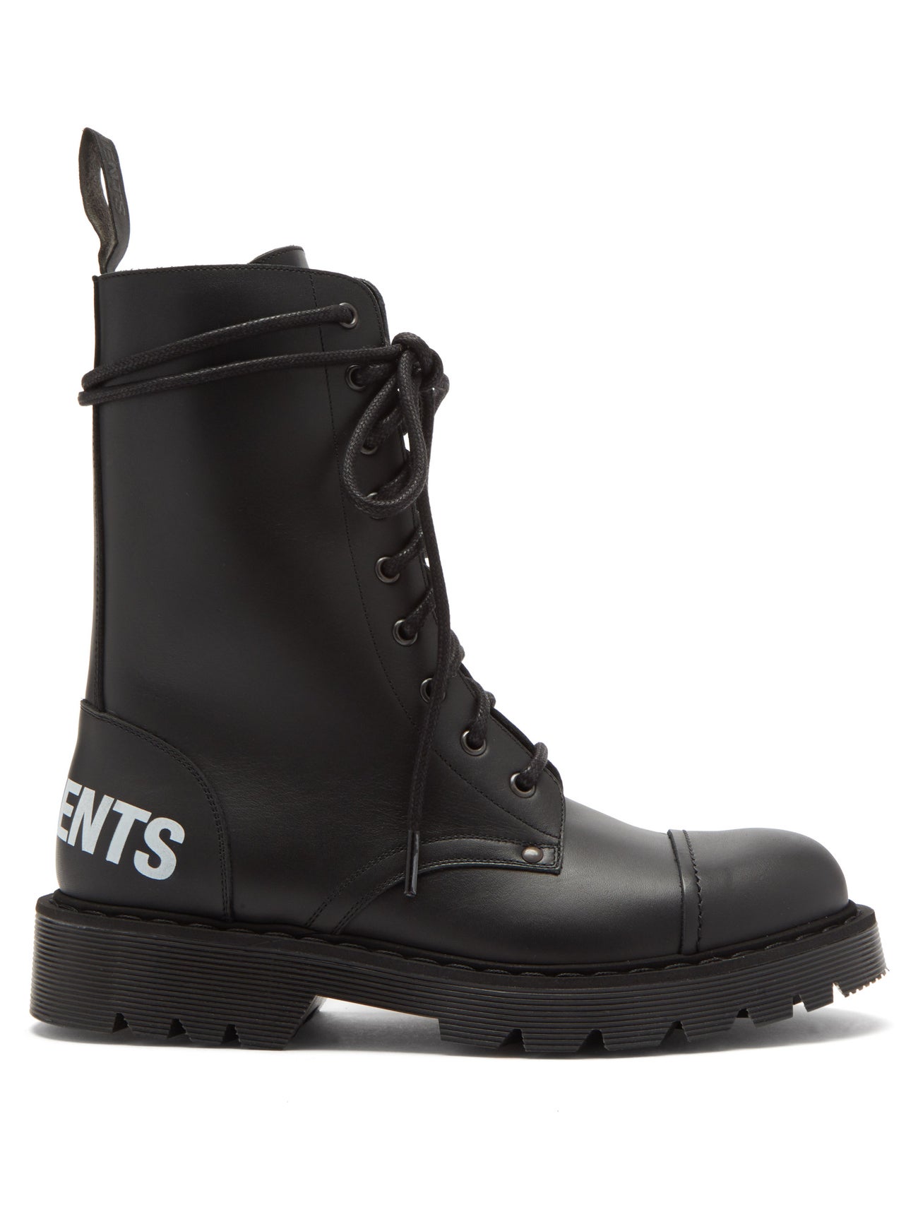 Vetements Logo-Print Lace-Up Leather Boots endource