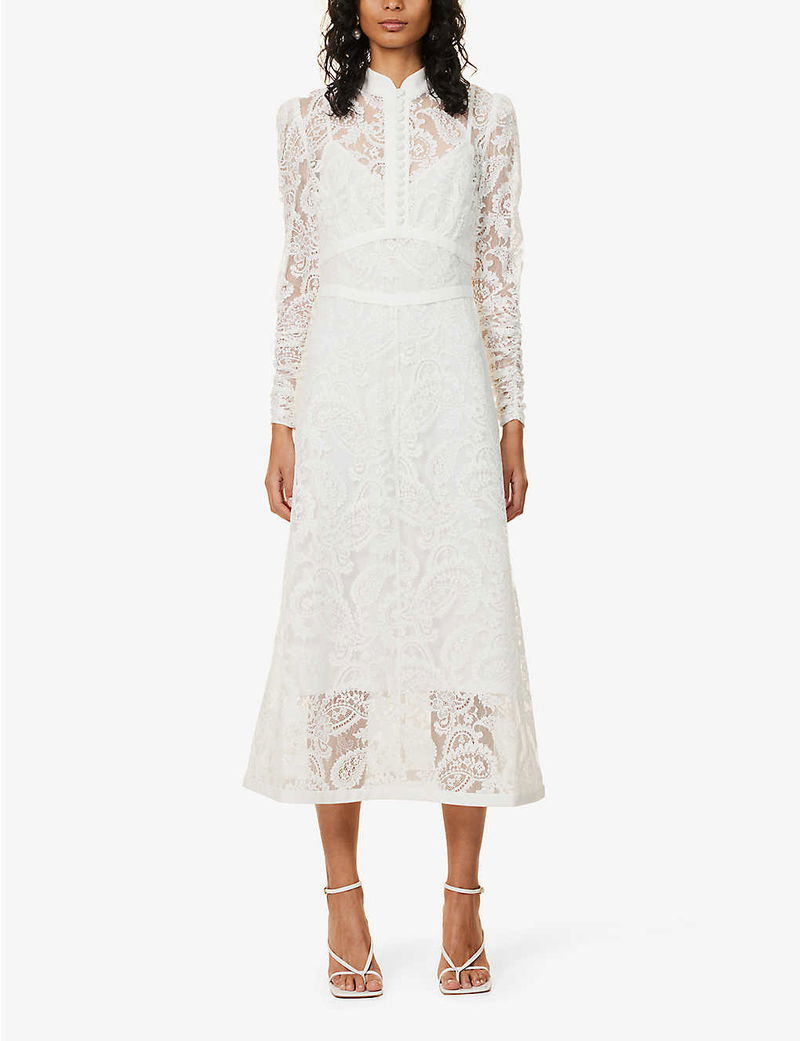 ZIMMERMANN Wonderland Floral-Embroidered Cotton-Blend Lace Midi Dress | endource ZIMMERMANN Wonderland Floral-Embroidered Cotton-Blend Lace Midi Dress | endource