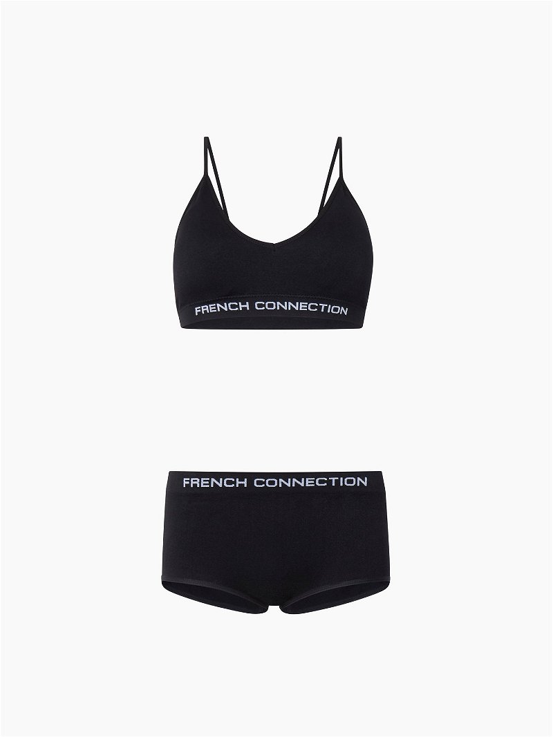 French Connection seamless bra and brief set in black