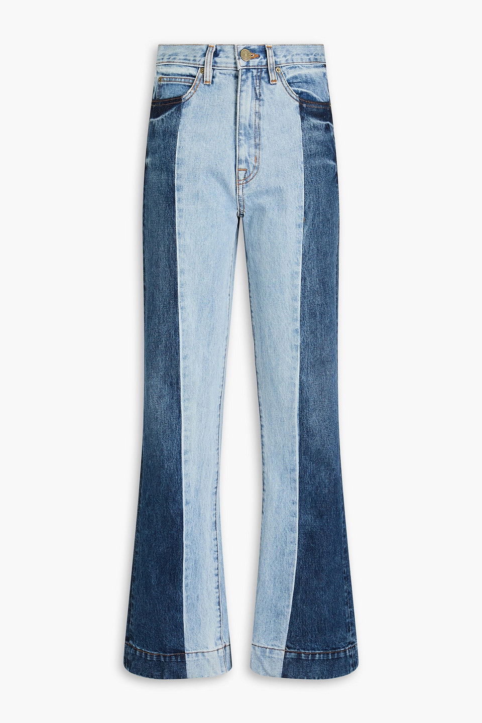FRAME Atelier Patchwork High-Rise Bootcut Jeans | endource