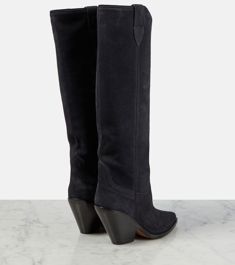 ISABEL MARANT Lomero Suede Knee-High Boots in Black | Endource