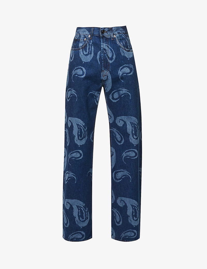 JACQUEMUS Le De Nimes Suno Graphic-Pattern Straight-Leg Mid-Rise 