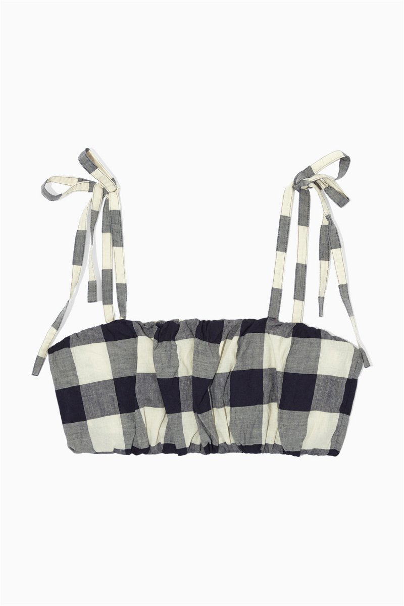 COS Gingham Bra Top in WHITE / NAVY / GINGHAM