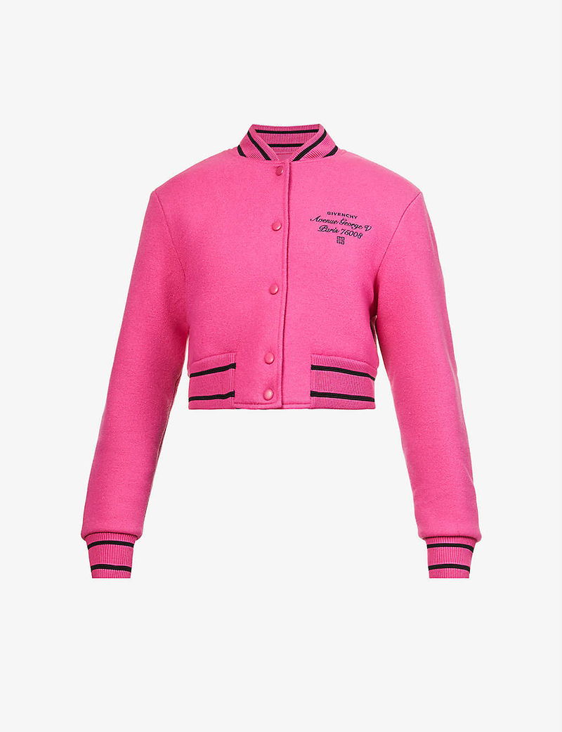 GIVENCHY Cropped Logo-Embroidered Wool Jacket endource