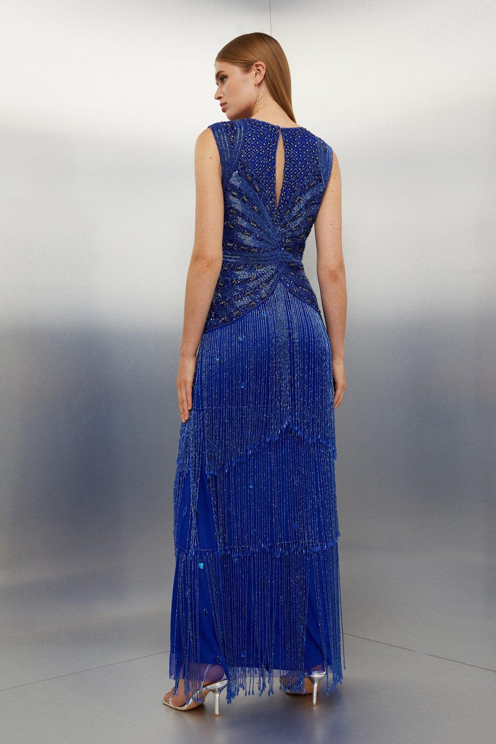 KAREN MILLEN Embellished Beaded Woven Maxi Dress | endource
