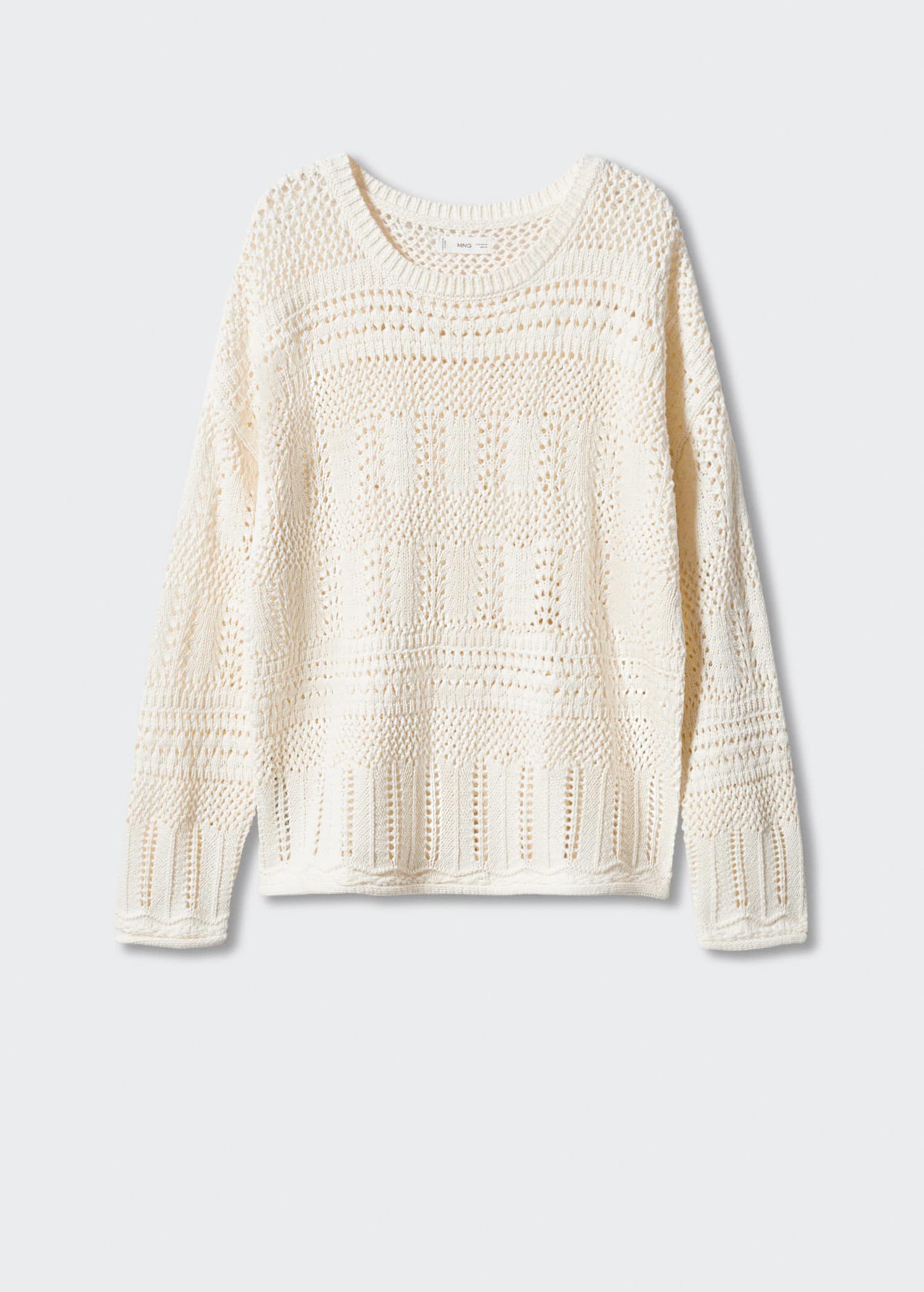 MANGO OpenworkKnit Sweater in Off White Endource