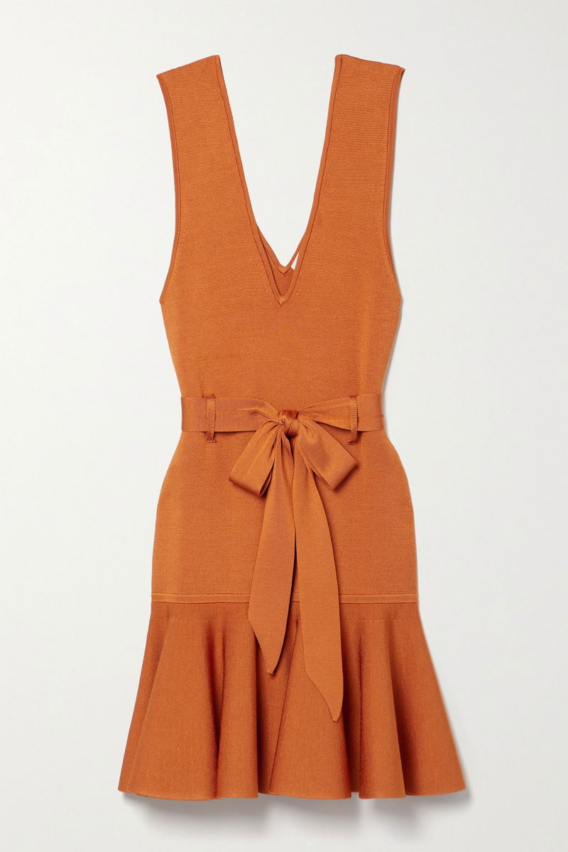 ZIMMERMANN Belted Stretch-Knit Mini Dress | endource