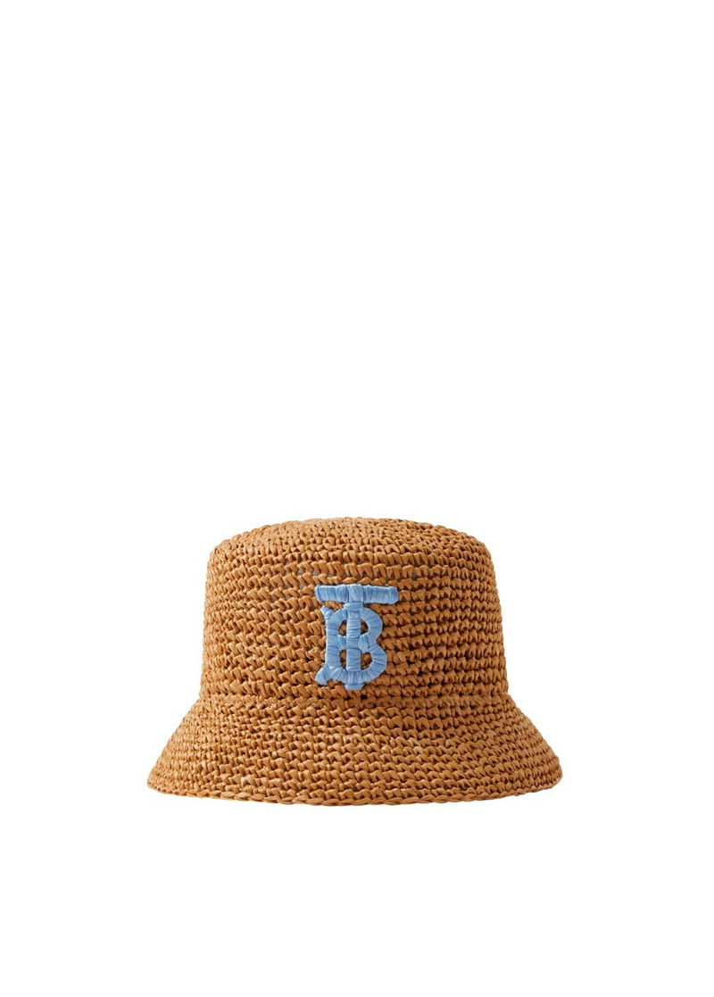 BURBERRY Monogram Motif Raffia-Effect Bucket Hat endource