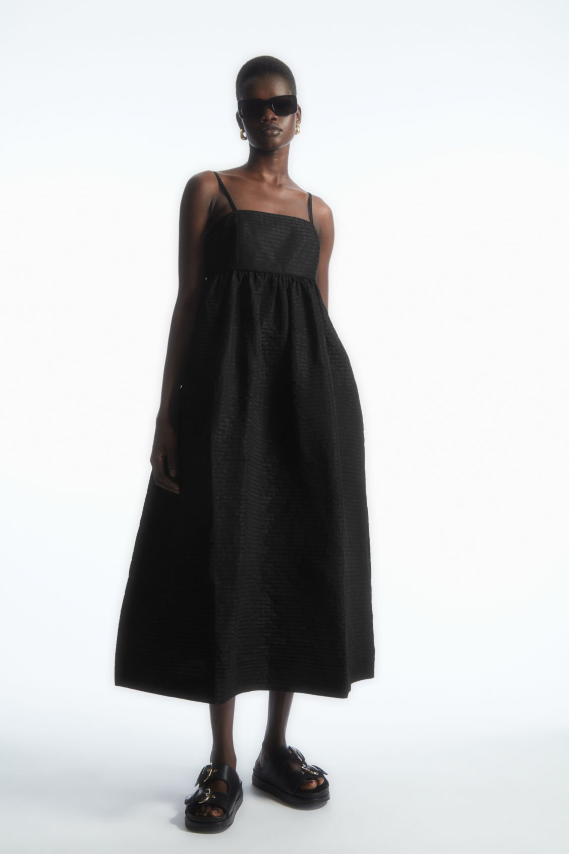 COS Voluminous Textured Midi Dress | endource