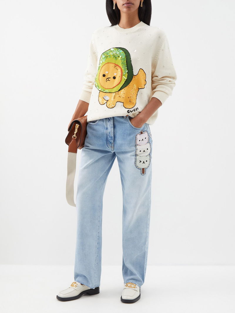 Mytheresa Gucci Kids Jeans GUCCI Gucci X Pikarar Kawaii-Appliqué