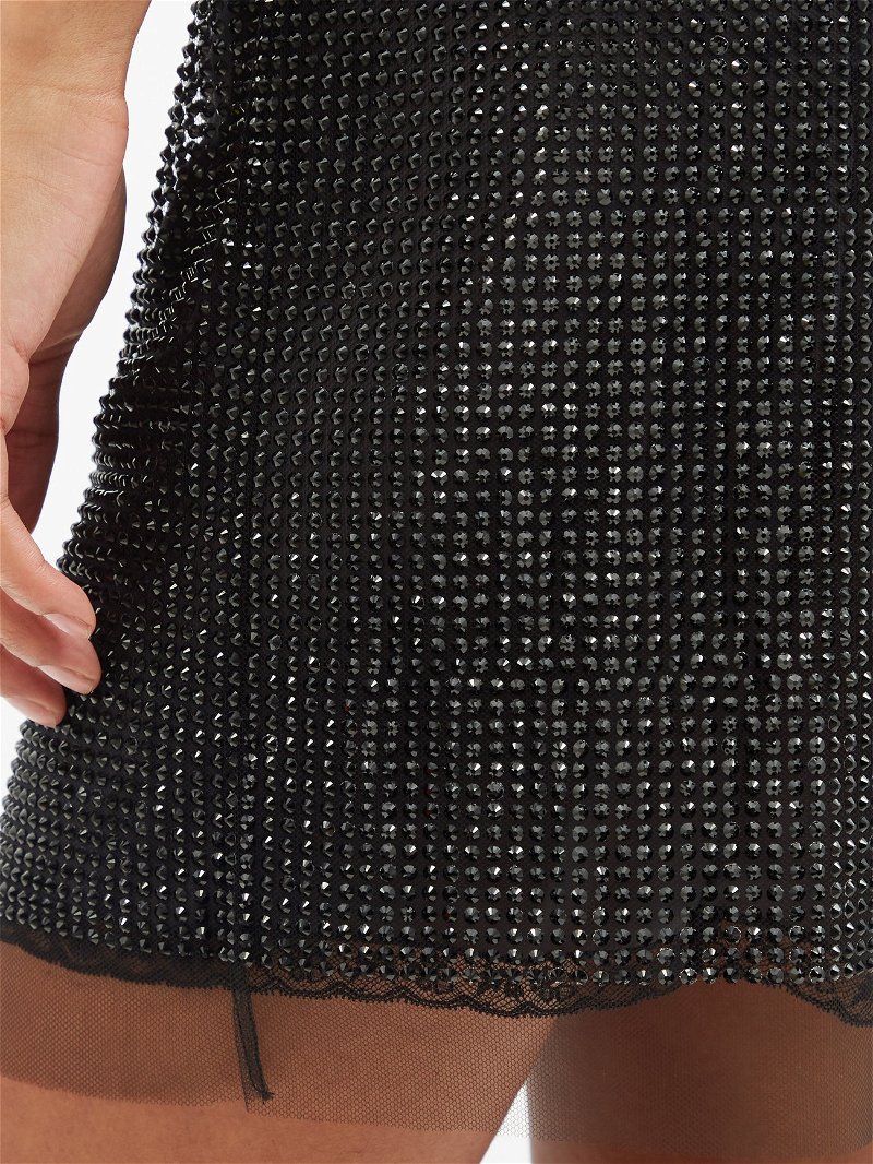 Crystal-embellished tulle miniskirt in black - Prada