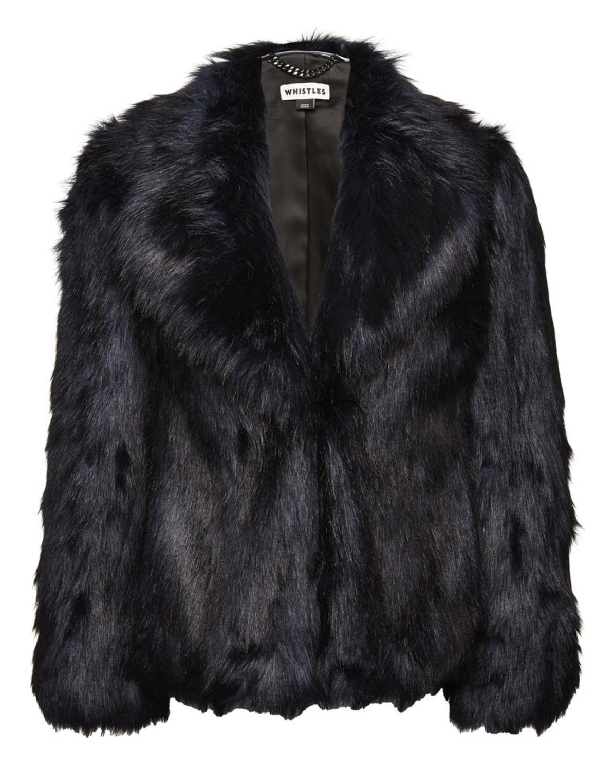 WHISTLES Kumiko Short Faux Fur Coat