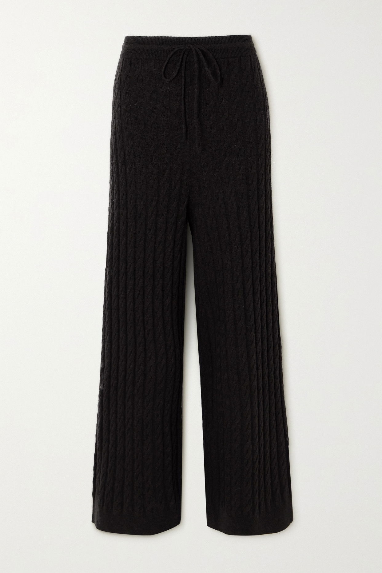 Toteme Cable Knit Wide Leg Pants In Brown Endource