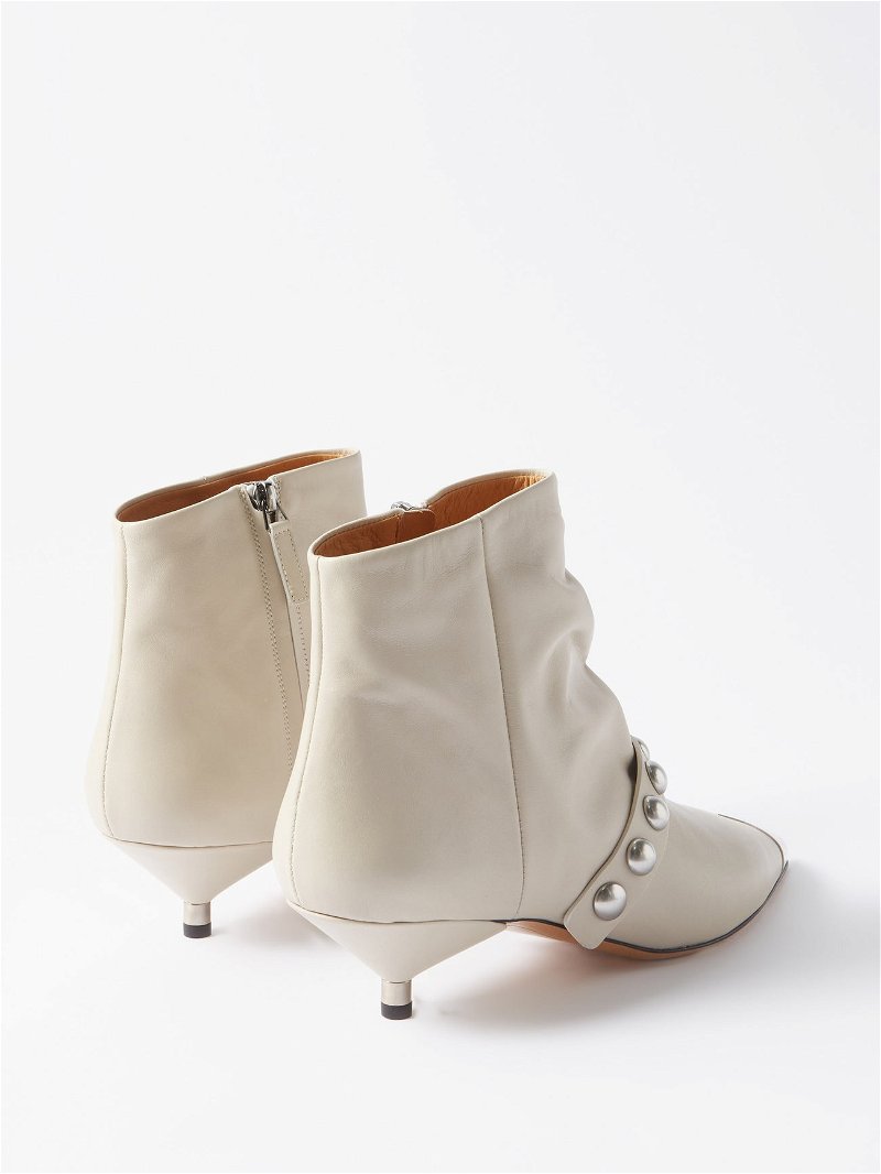 Isabel Marant Donatee Low Heels Ankle Boots In Beige Leather In