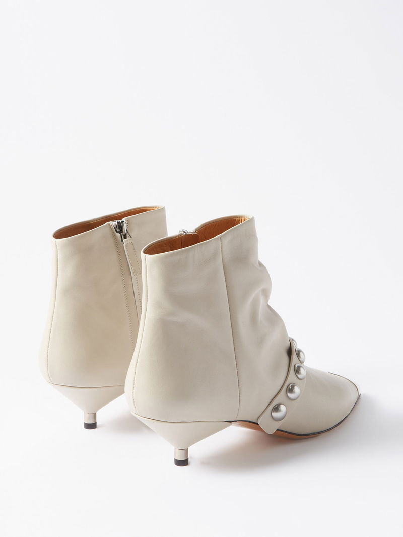 ISABEL MARANT Donatee Leather Ankle Boots in White