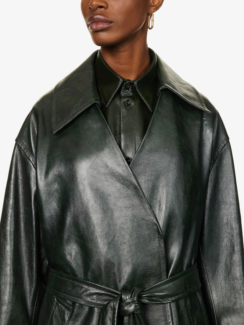 BOTTEGA VENETA Kimono Belted Leather Coat | endource