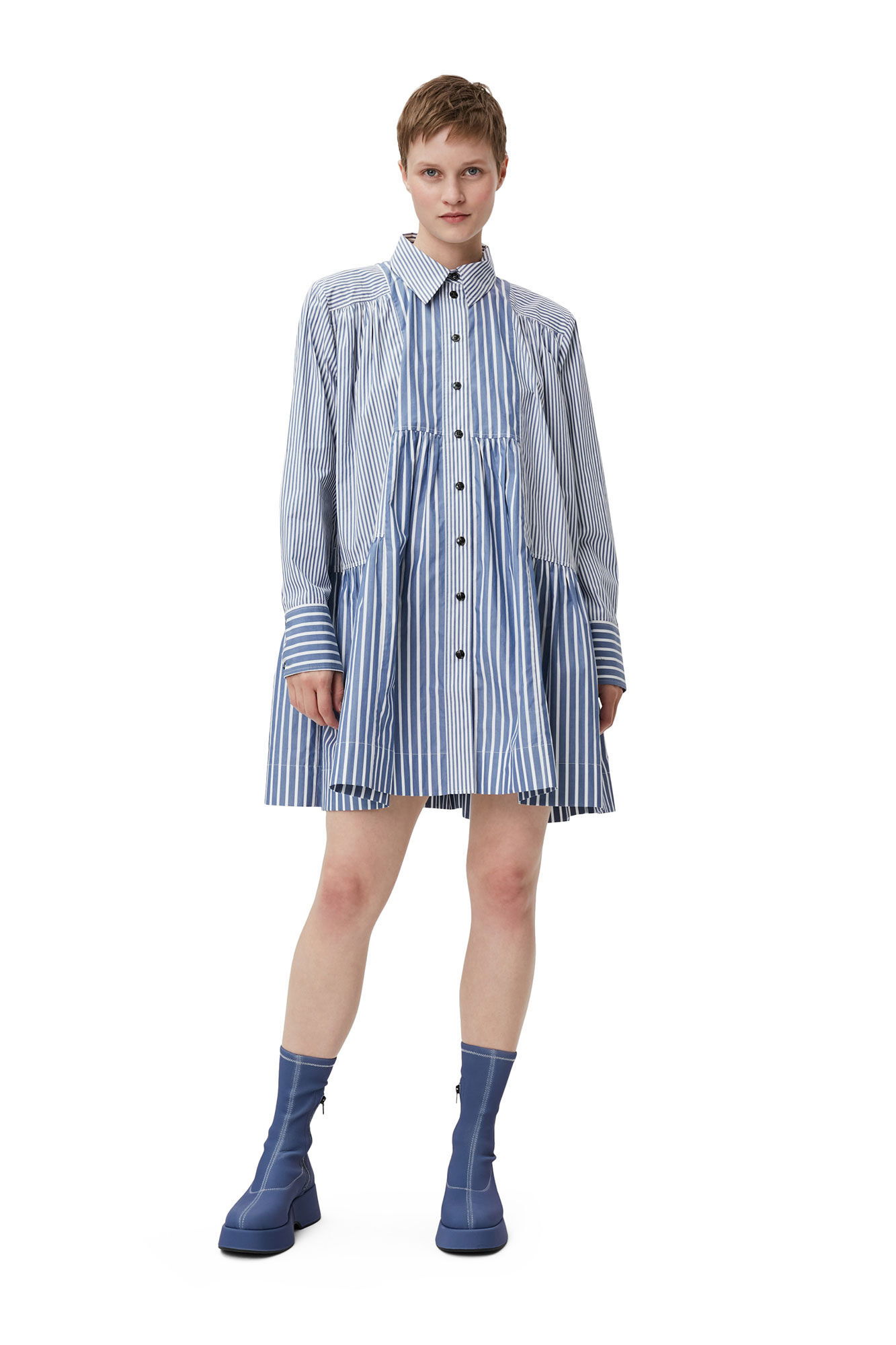 GANNI Stripe Mini Shirt Dress | endource
