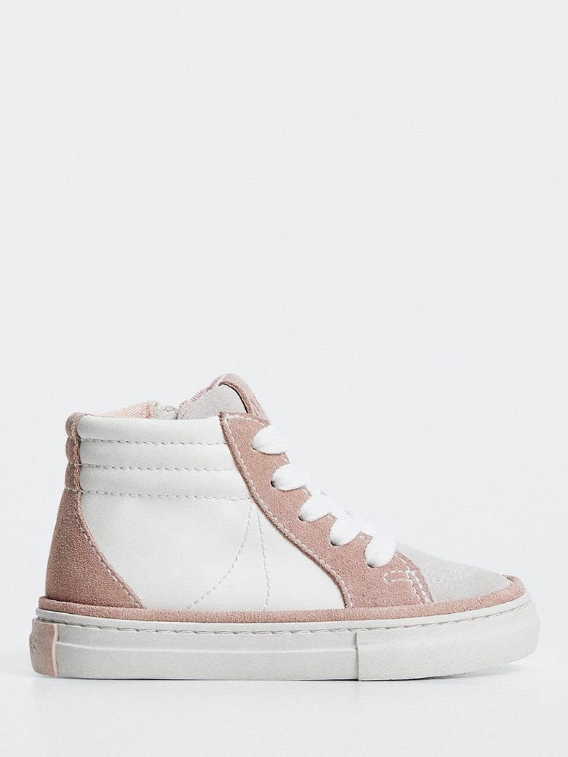 MANGO Belenb Leather Trainers in Pastel Pink | Endource
