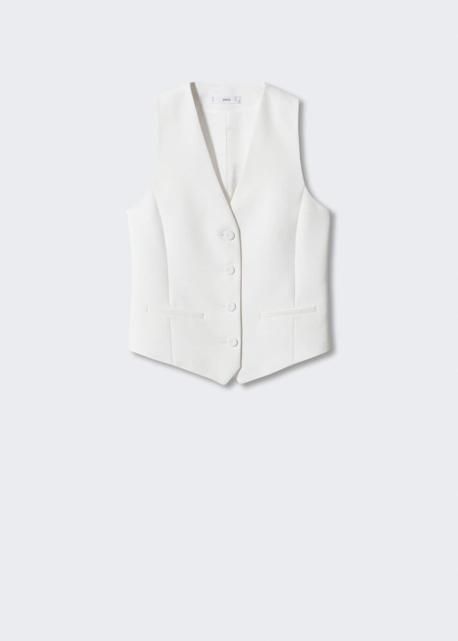 MANGO Buttons Suit Waistcoat in Off White | Endource 