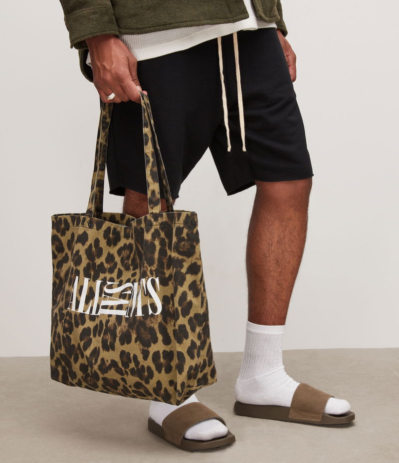 AllSaints opposite tote bag in leopard print