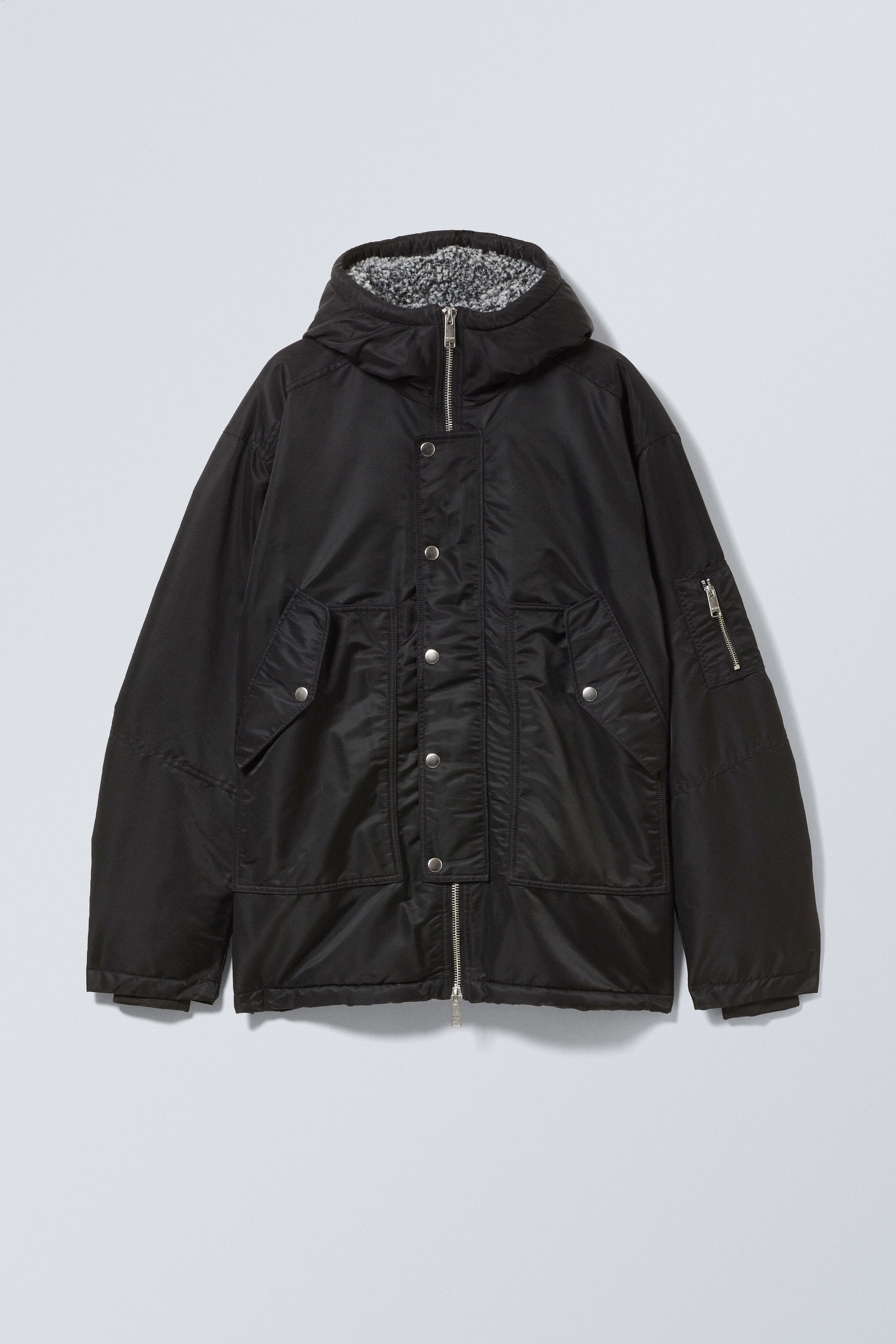 Weekday Jacket WEEKDAY Nylon Padded Parka Jacket in Black | endource
