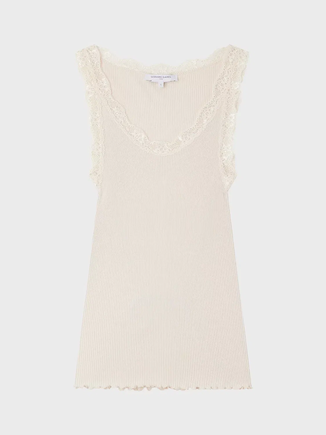 Gerard Darel Anae Lace Detail Vest Top in Ecru