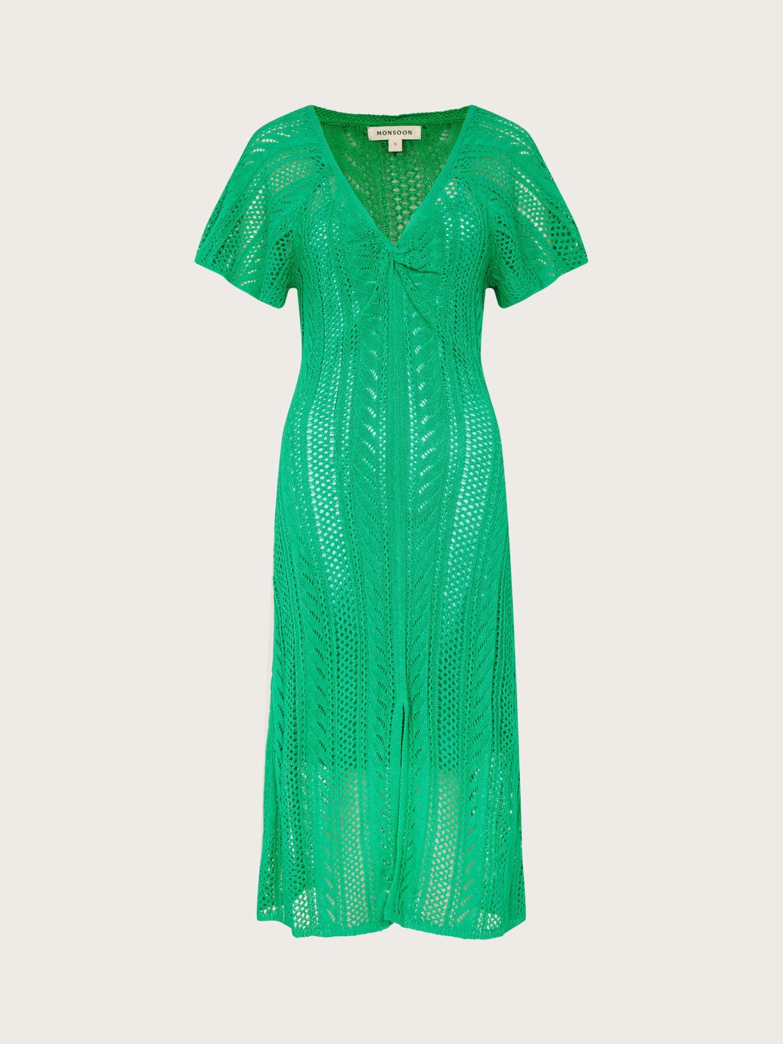 Monsoon Angel Sleeve Pointelle Stitch Dress In Green Endource