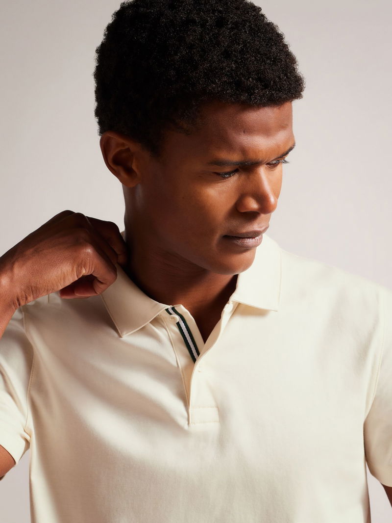 Polo Ted Baker De Manga Corta Con Cremallera Para Hombre - Beige