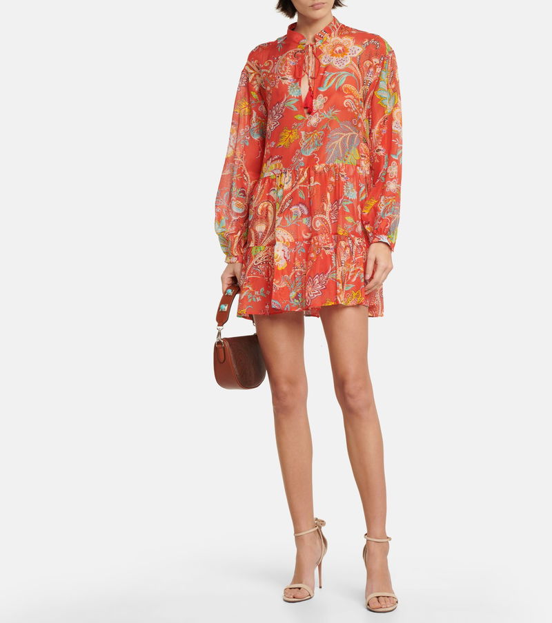 etro paisley cotton mini dress Etro, Paisley Print Cotton And Silk Dress, Woman, Pink, Size 40