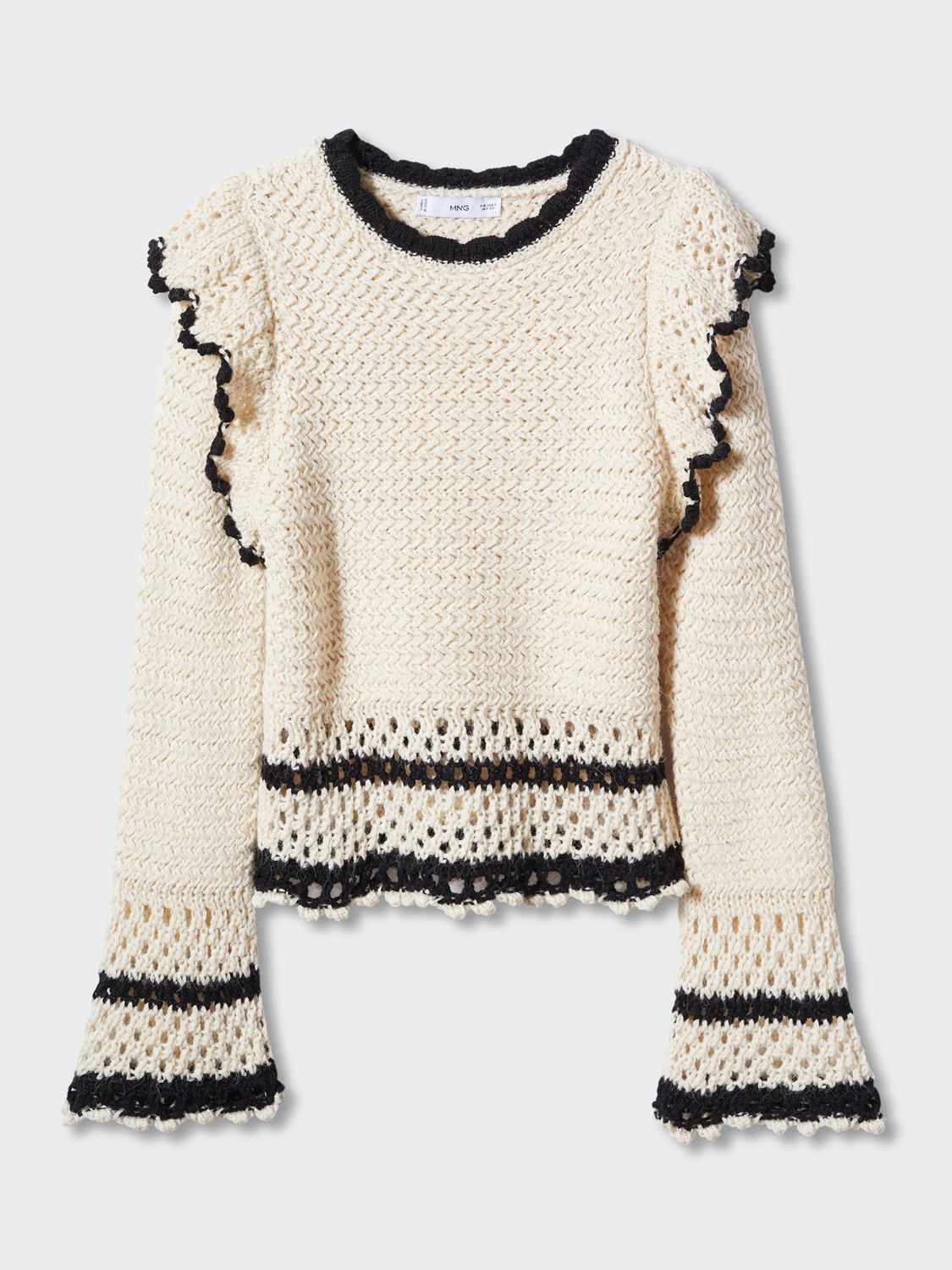 MANGO Adriana Wool Blend Jumper in Light Beige | Endource