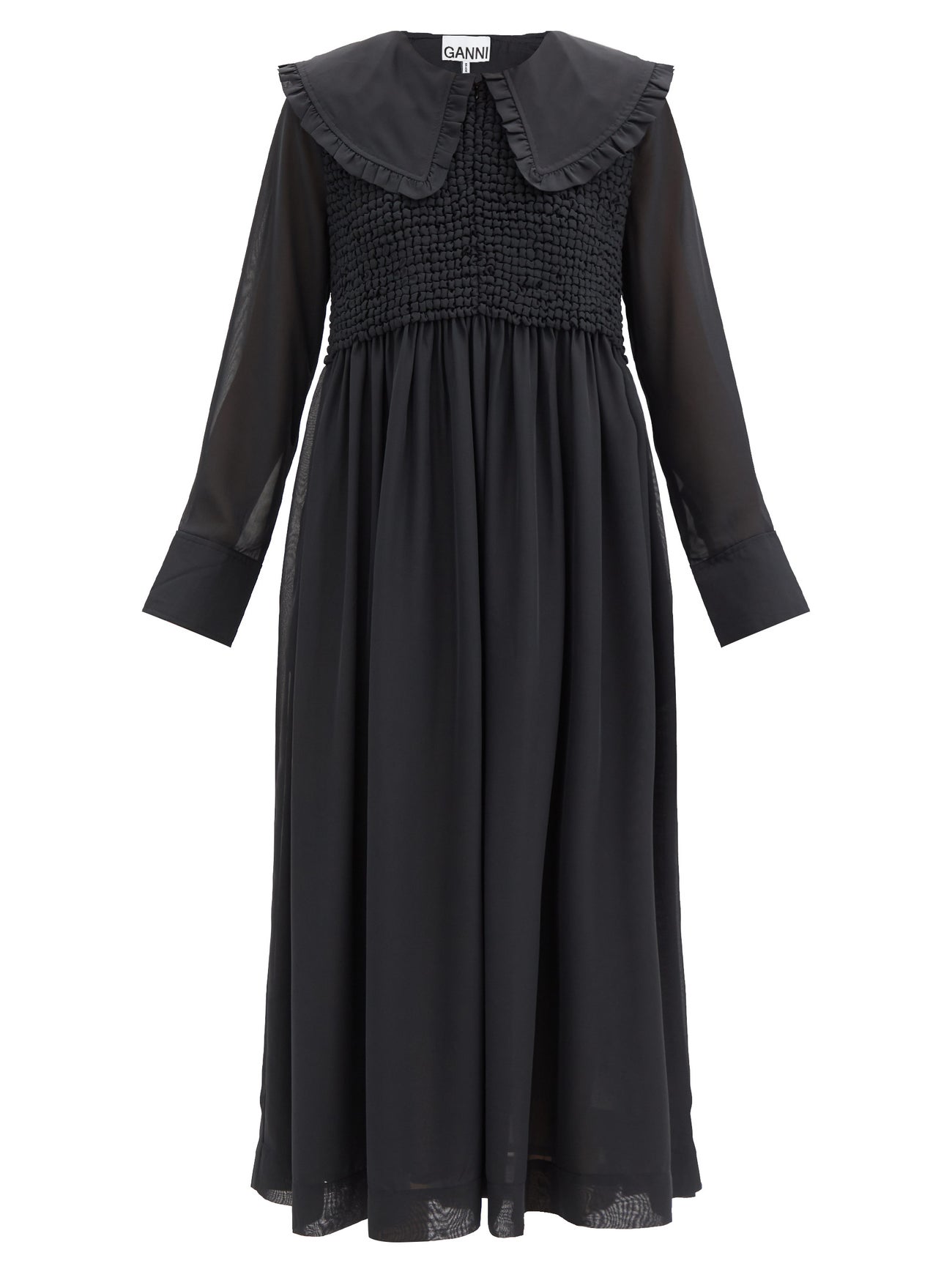 white christmas dresses Ganni // Brown & Black Smocked Dress  VSP Consignment