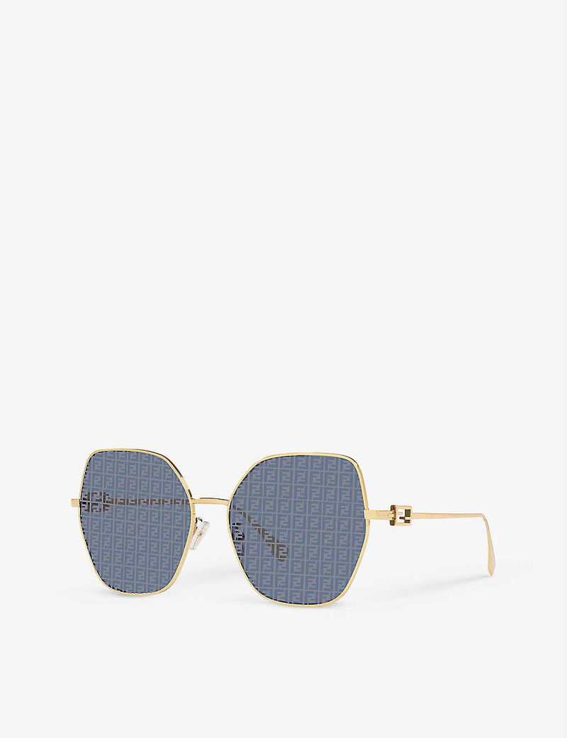 FENDI FE40033U Baguette Square-Frame Metal Sunglasses | endource display picture 1