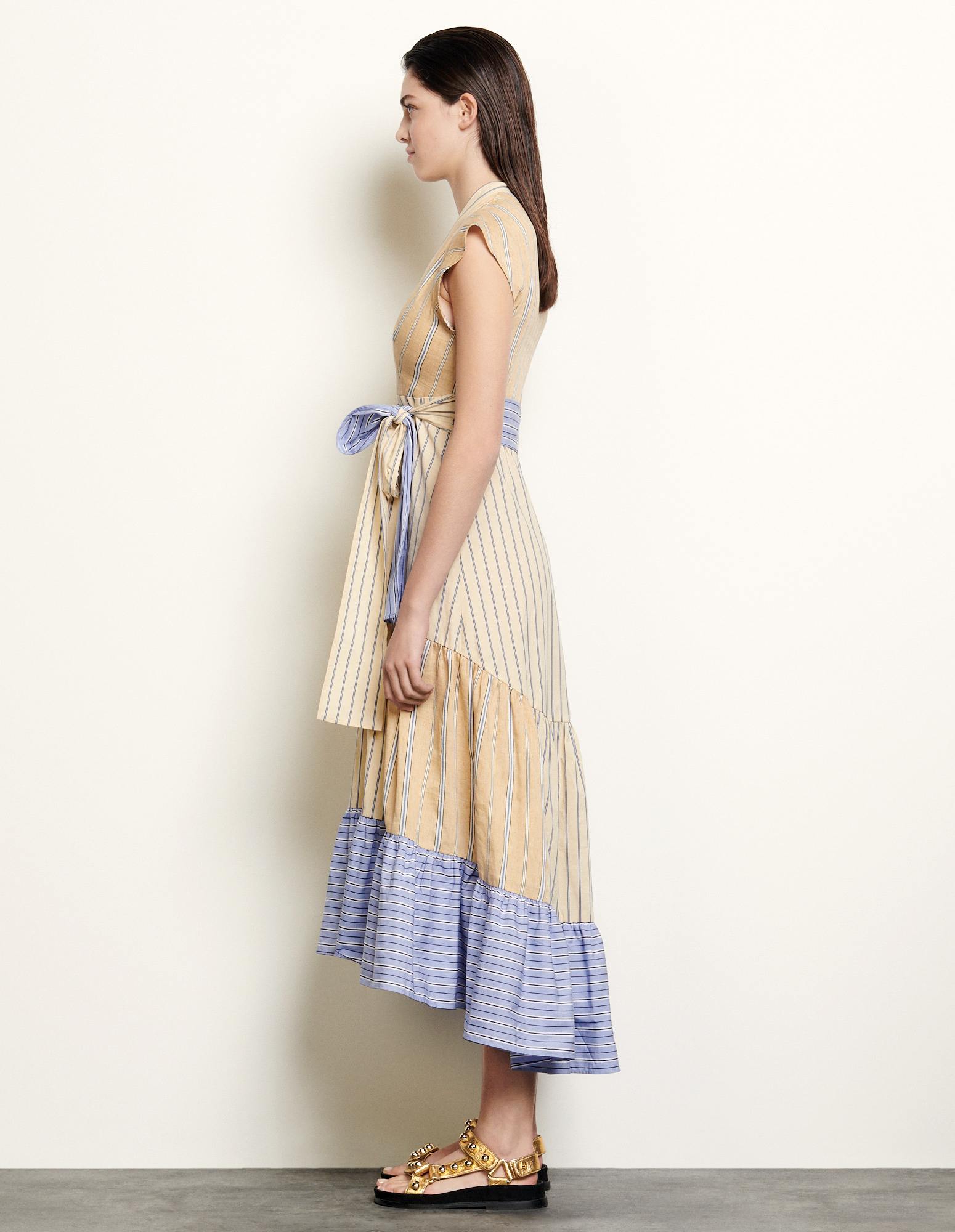 sachin and babi light blue dress Ladies Check Asymmetric Sleeveless Lace Up High Waist Dress Tunic Skirt  Spliced