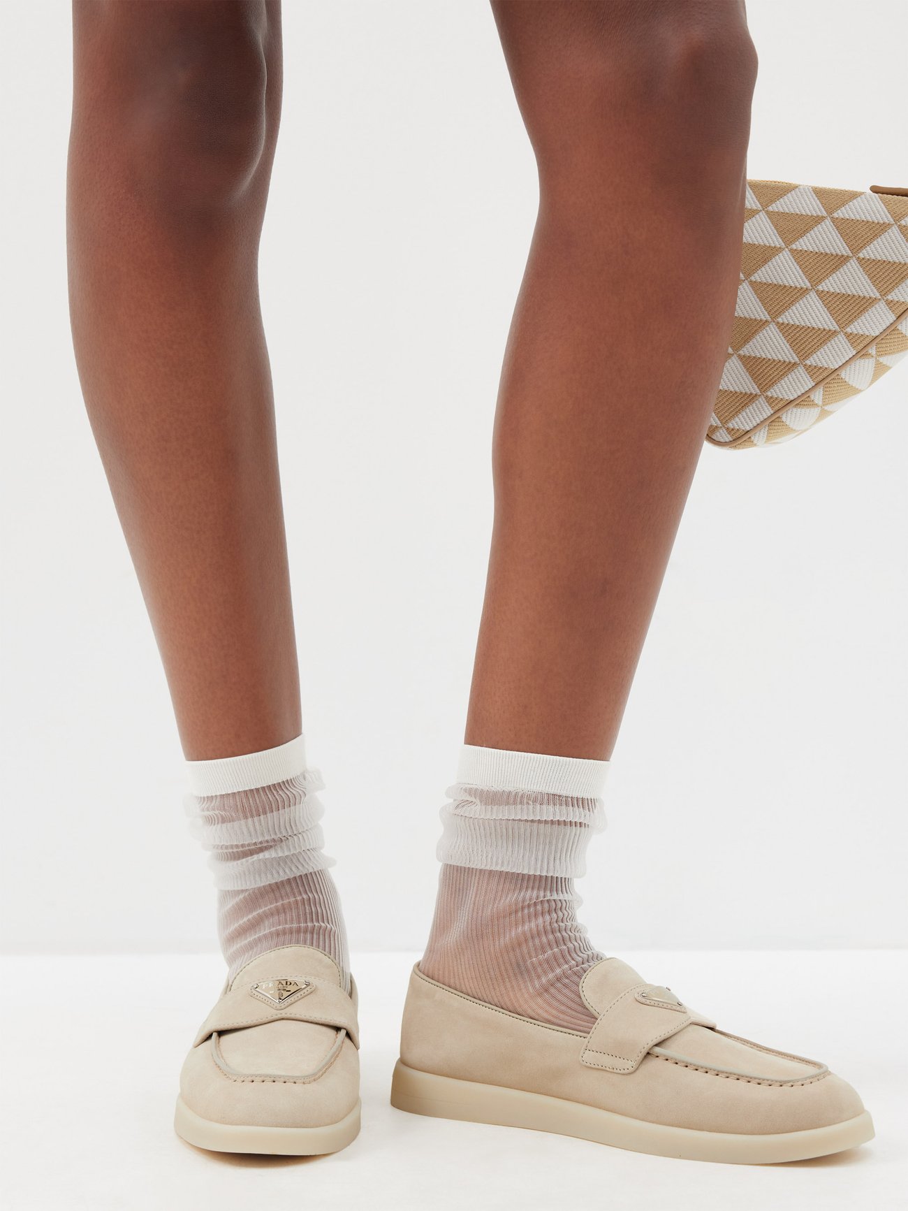 Prada Tan Suede Slip-On Loafers St. Tropez Espadrille Prada Saint Tropez Suede Loafers - Bergdorf Goodman main image 3