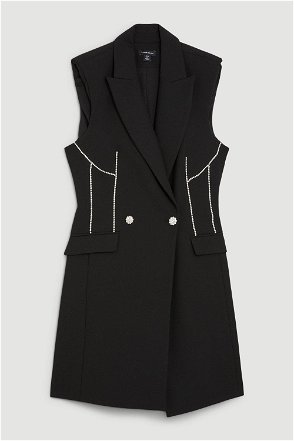 Mint Velvet Split Sleeve Blazer Mini Dress, Black, 6