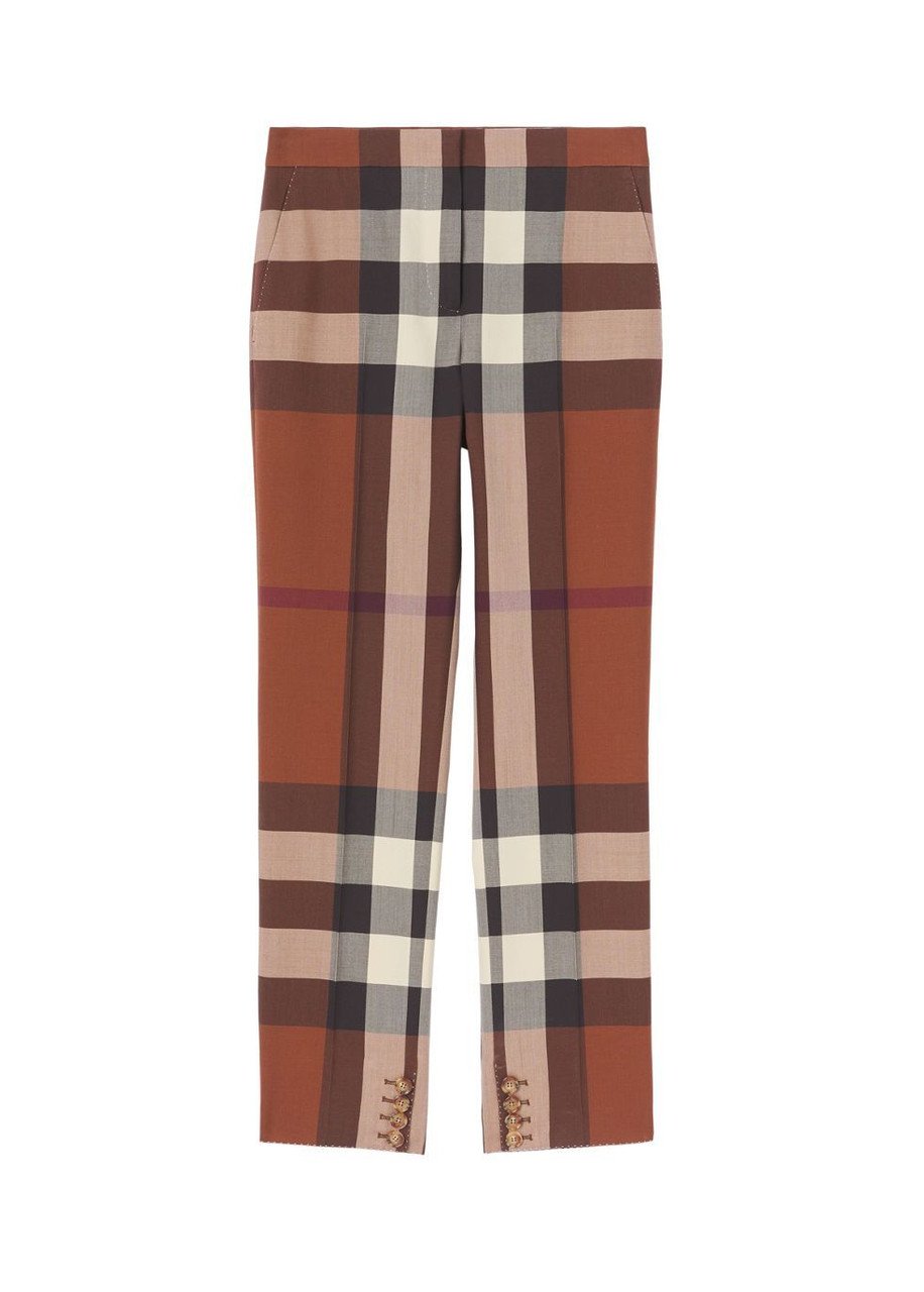 Brown Plaid wool-blend elasticated trousers, Gucci
