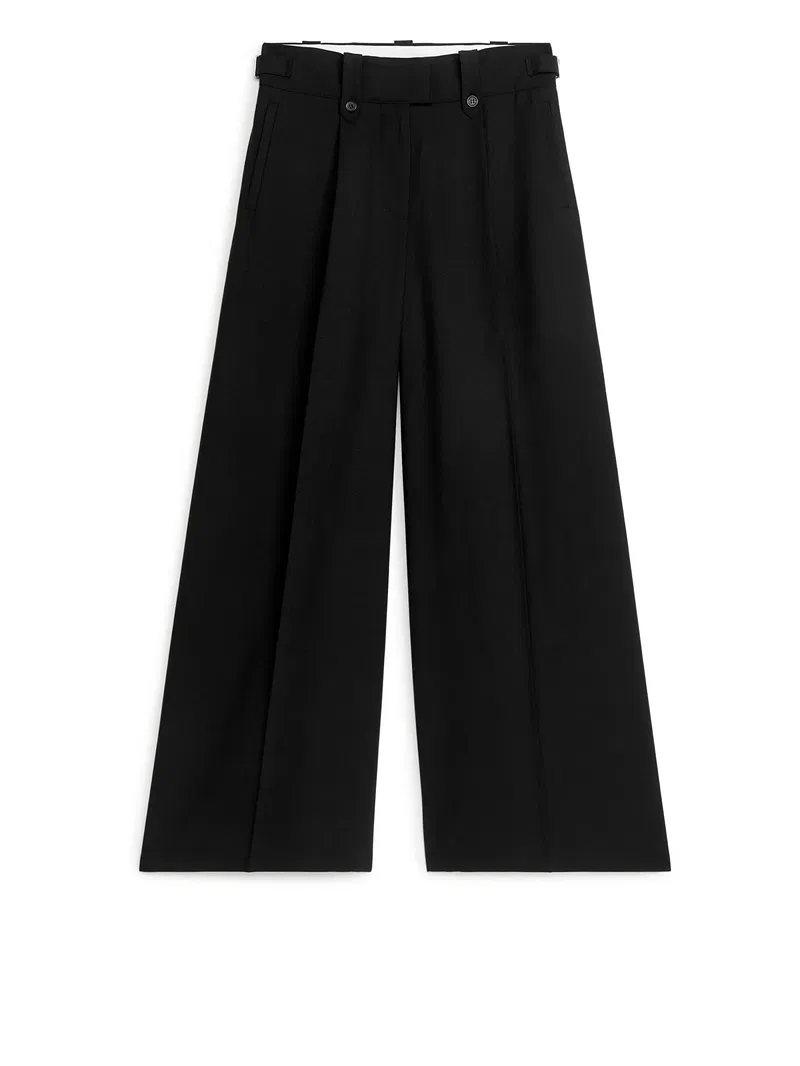 Wide twill trousers