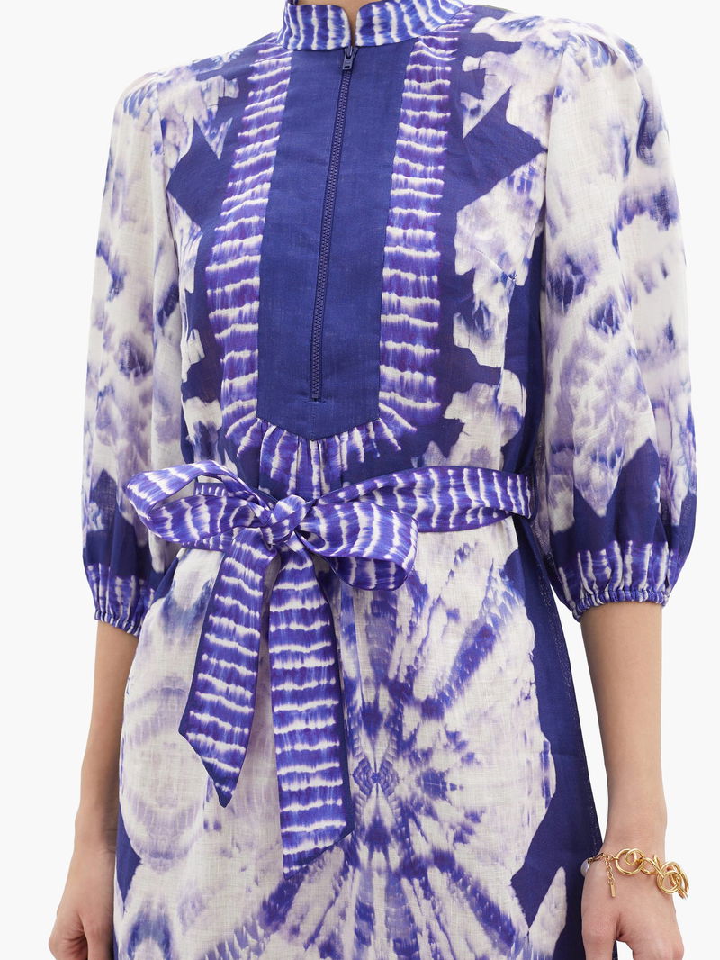 ZIMMERMANN Lulu Tie-Dye Belted Linen Kaftan | endource
