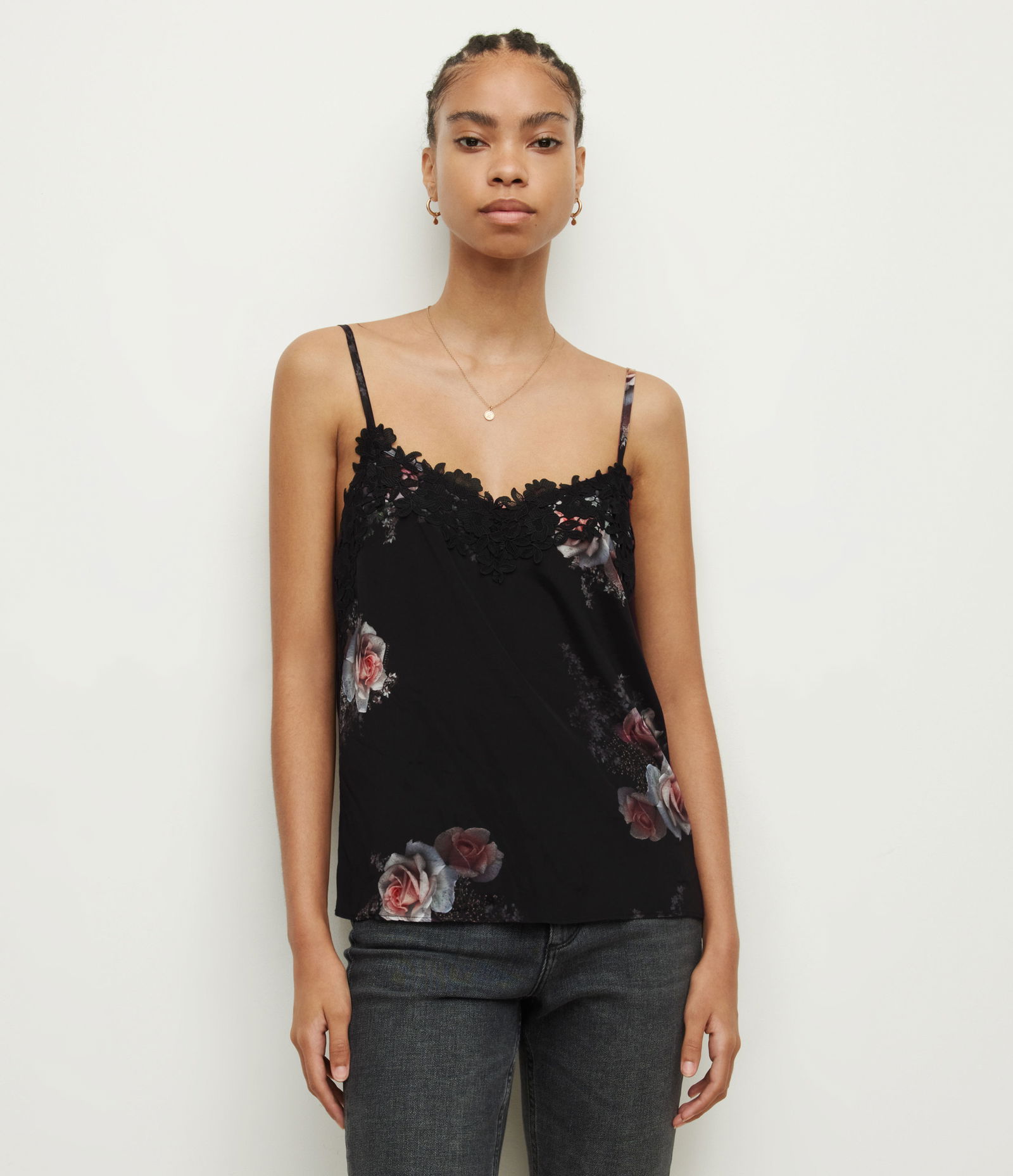 John Lewis Silk Cami Top, Black