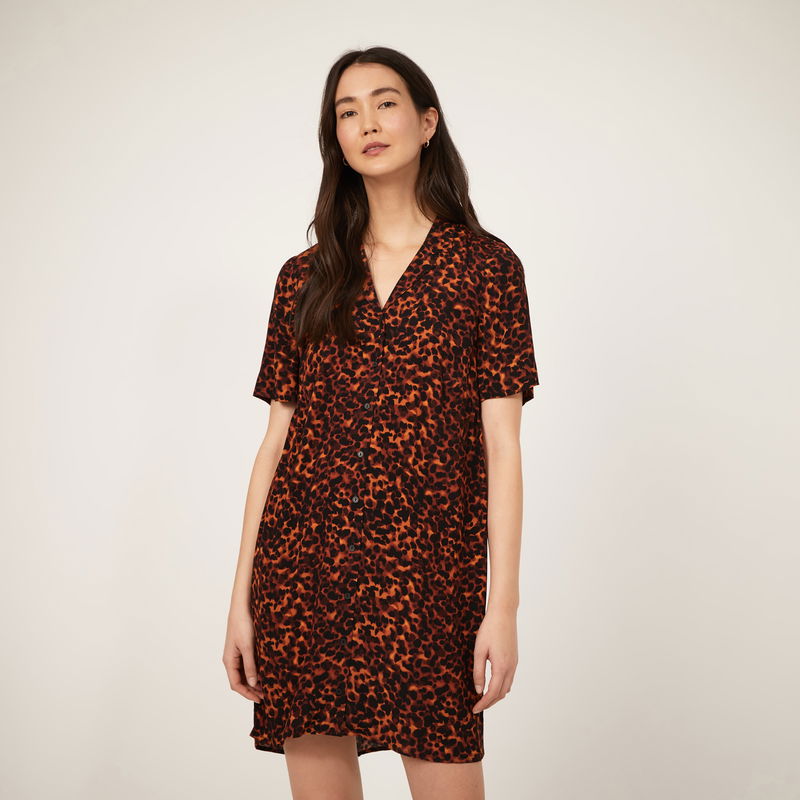 WAREHOUSE Tortoiseshell Shirt Dress in Tan | endource