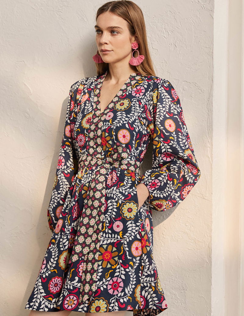 boden notch neck cotton dress Boden Notch Neck Cotton Maxi Dress Ivory Pineapple in Green