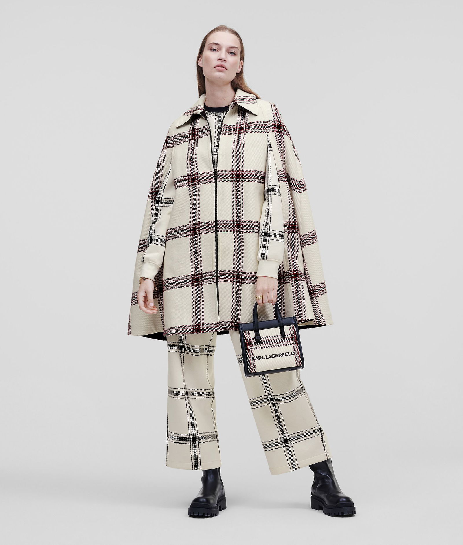 KARL LAGERFELD Karl Logo Check Cape | Endource