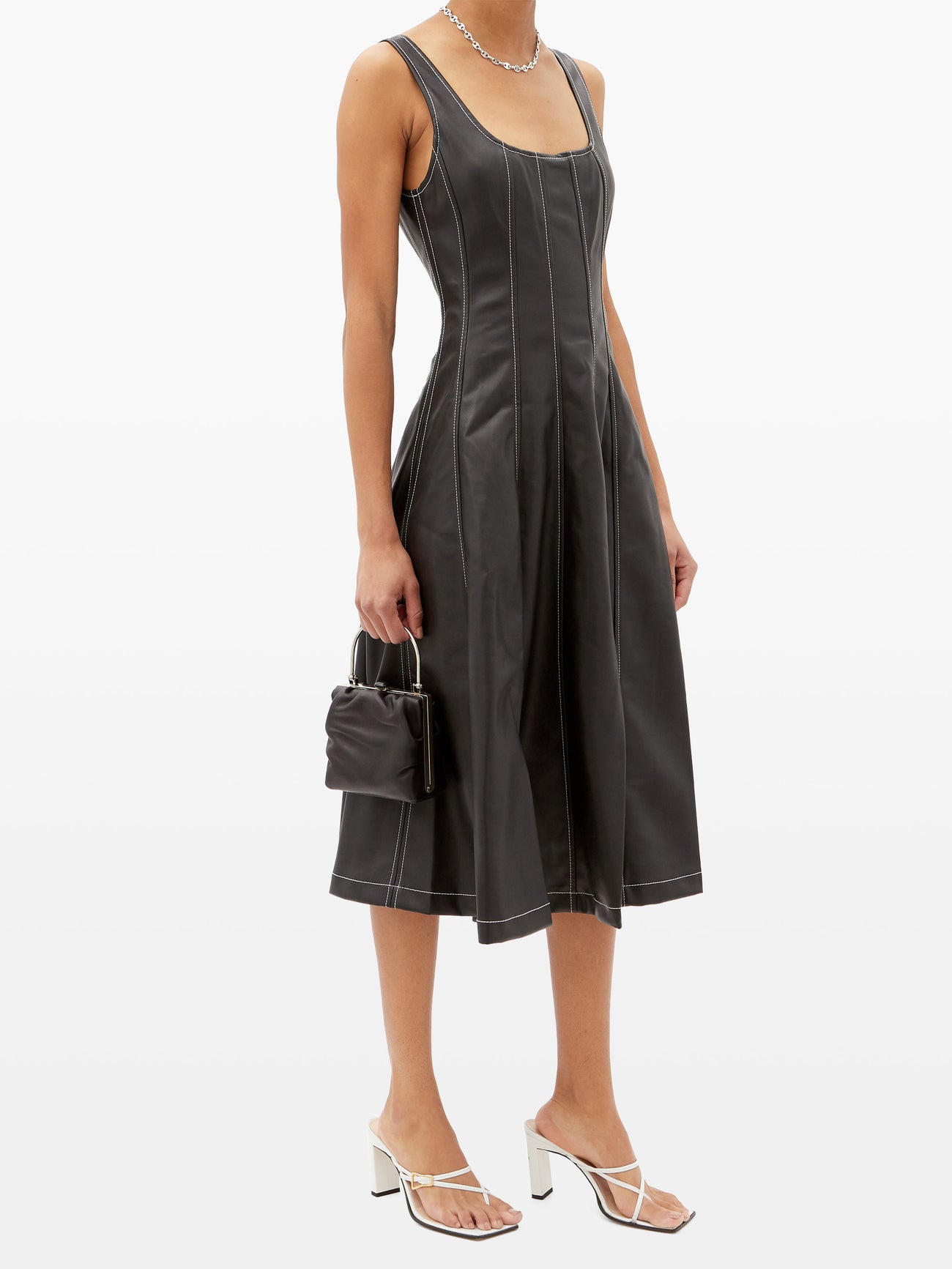 STAUD Wells Panelled Faux-Leather Midi Dress | endource STAUD Wells Panelled Faux-Leather Midi Dress | endource