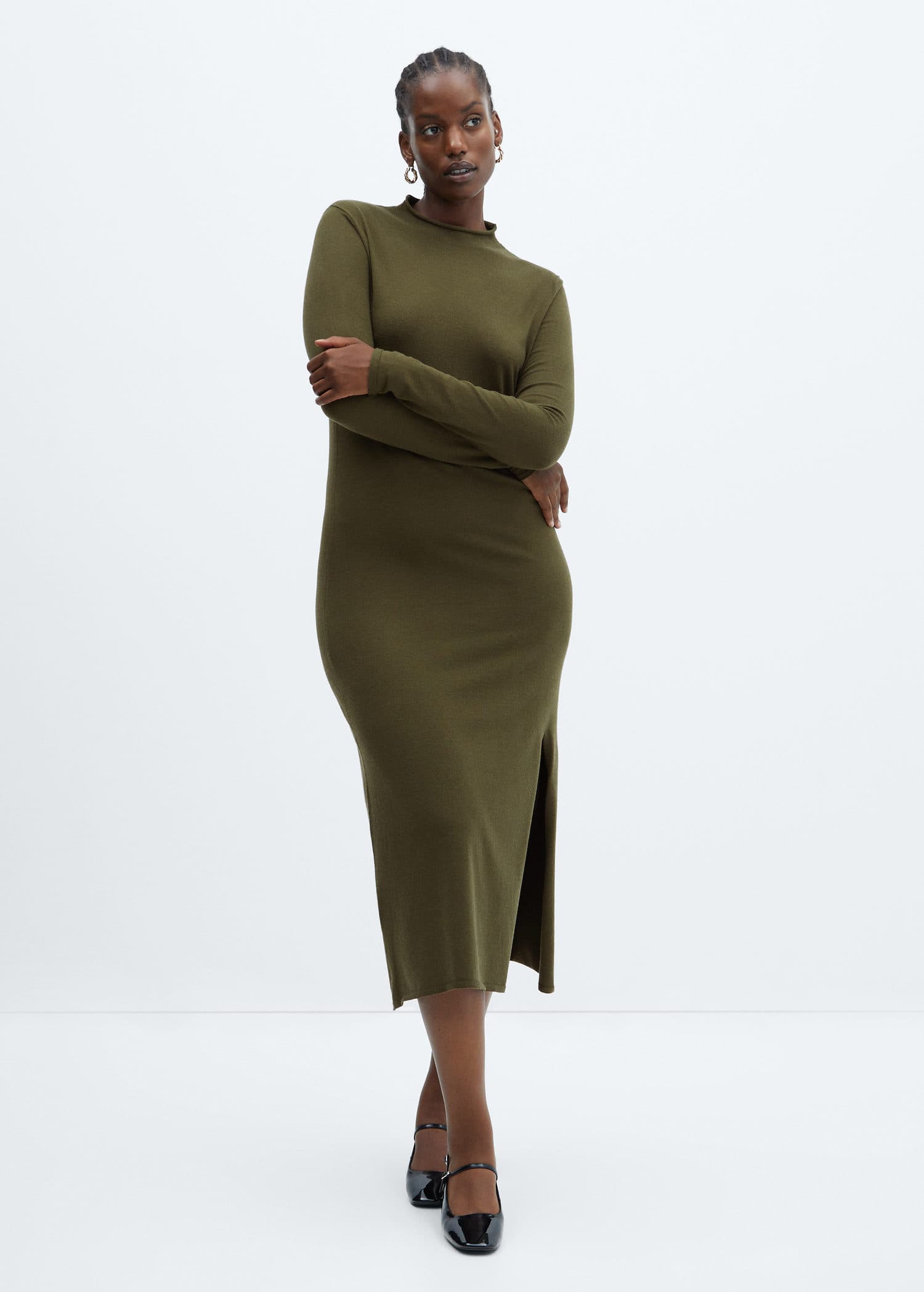 mango side slit knit dress MANGO Women's Side Slit Knit Dress