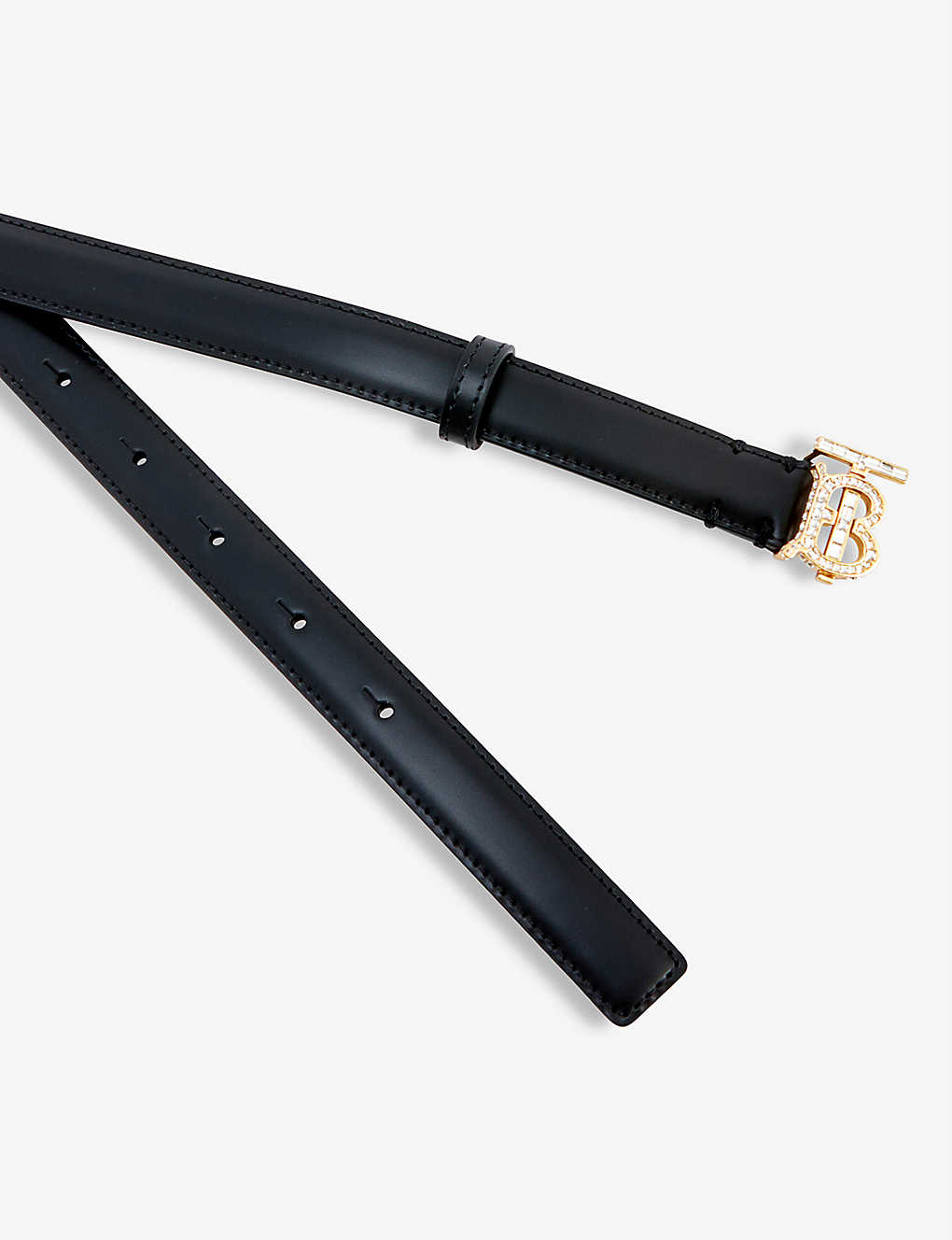 BURBERRY Crystal-Embellished Monogram Motif Leather Belt  display picture 1
