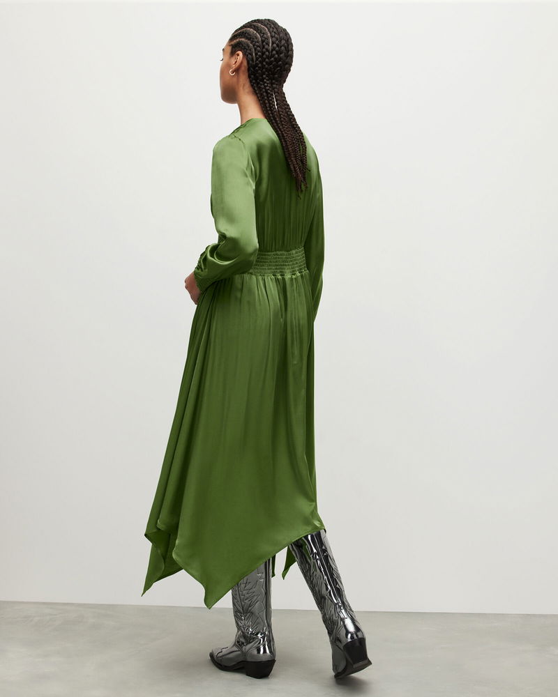 allsaints green dresses Allsaints chantelle sequined maxi dress in dark green