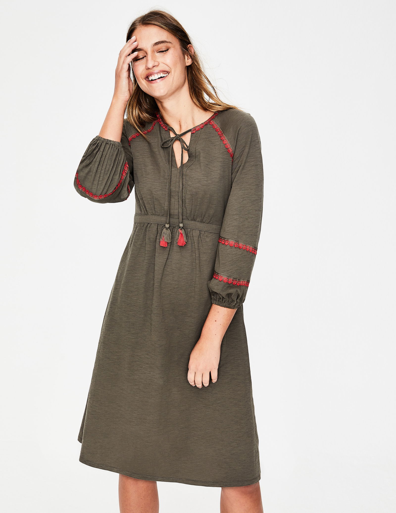 boden heidi jersey dress Boden Women's Heidi Ruched Rope Jersey Dress in Pink