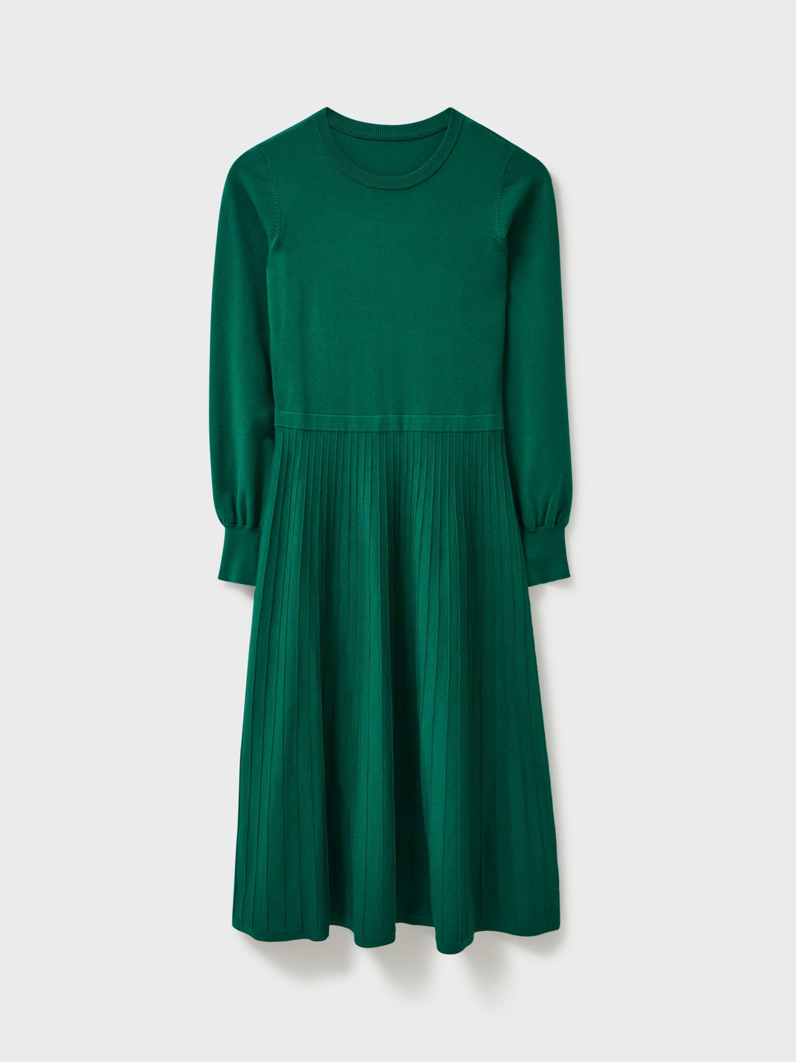 CREW CLOTHING Pleated Fit & Flare Knit Dress | endource